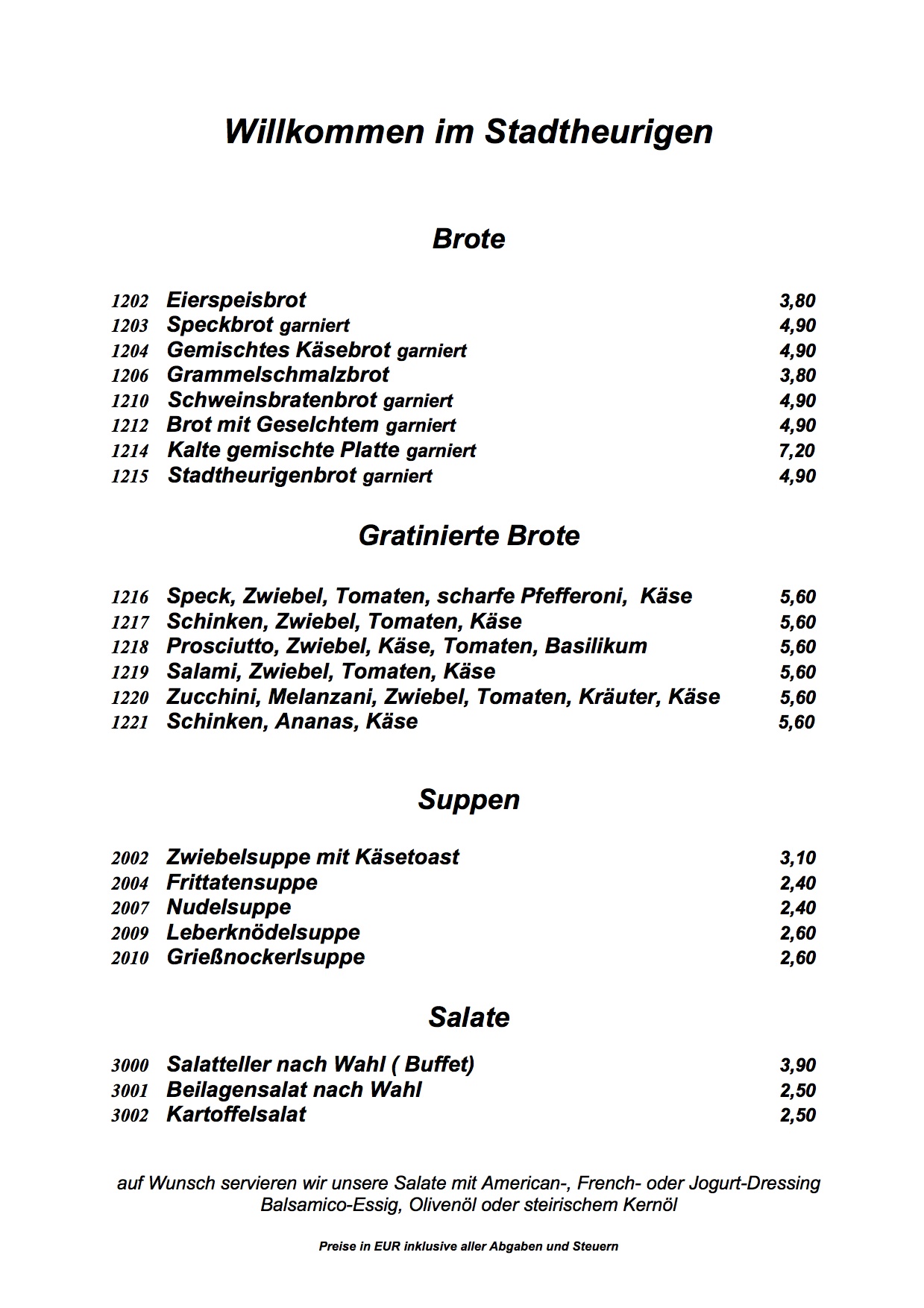 Brote, Suppen, Salate